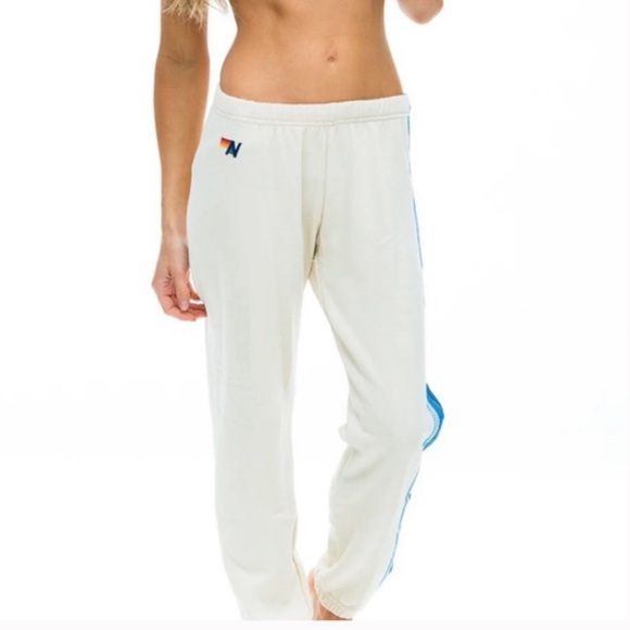 Aviator Nation Vintage White Blue 5-Stripe Hoodie and Sweatpants Set XS - Picture 5 of 7